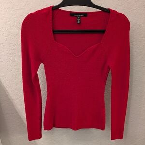 WHBM Red Ribbed Knit Sweater